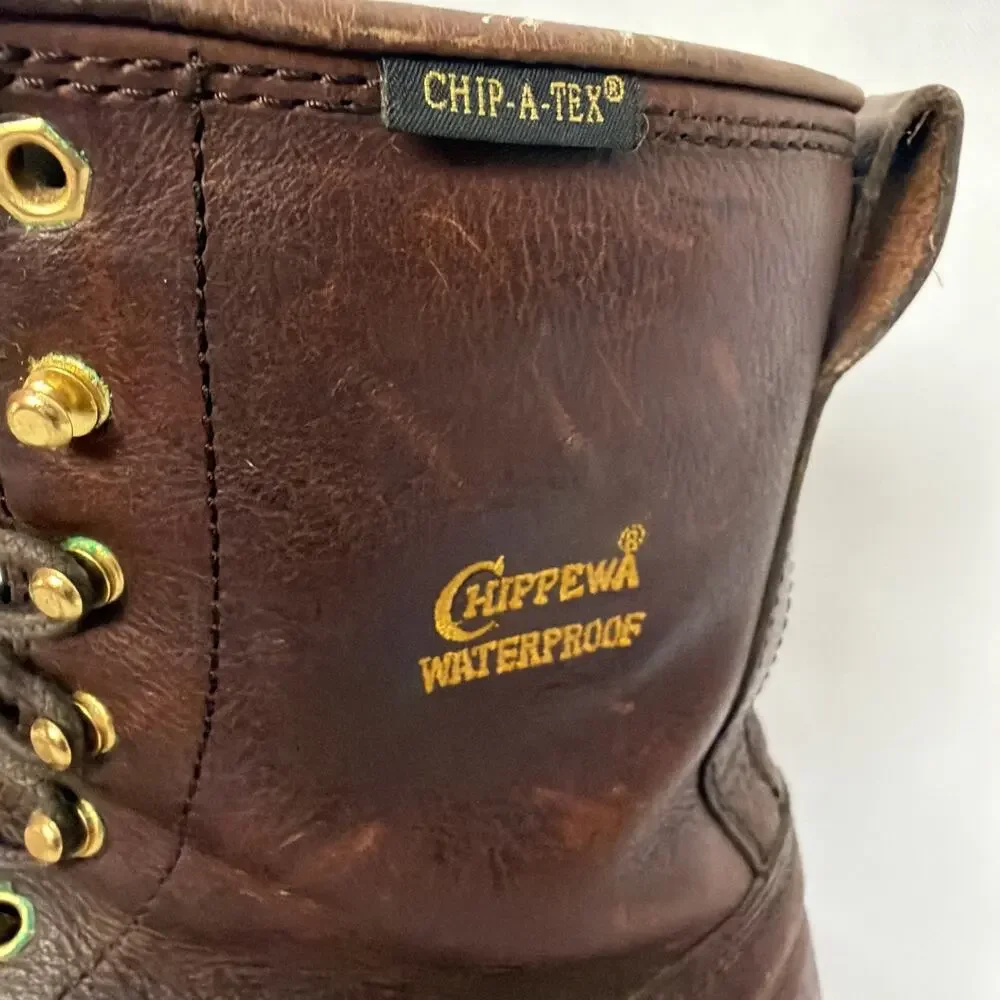 Chippewa Boots Men's 14 W Paladin Waterproof Steel Toe Brown Logger 73060